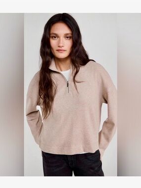 Women’s Madewell Half-Zip Cozy Pullover Sweater in Taupe